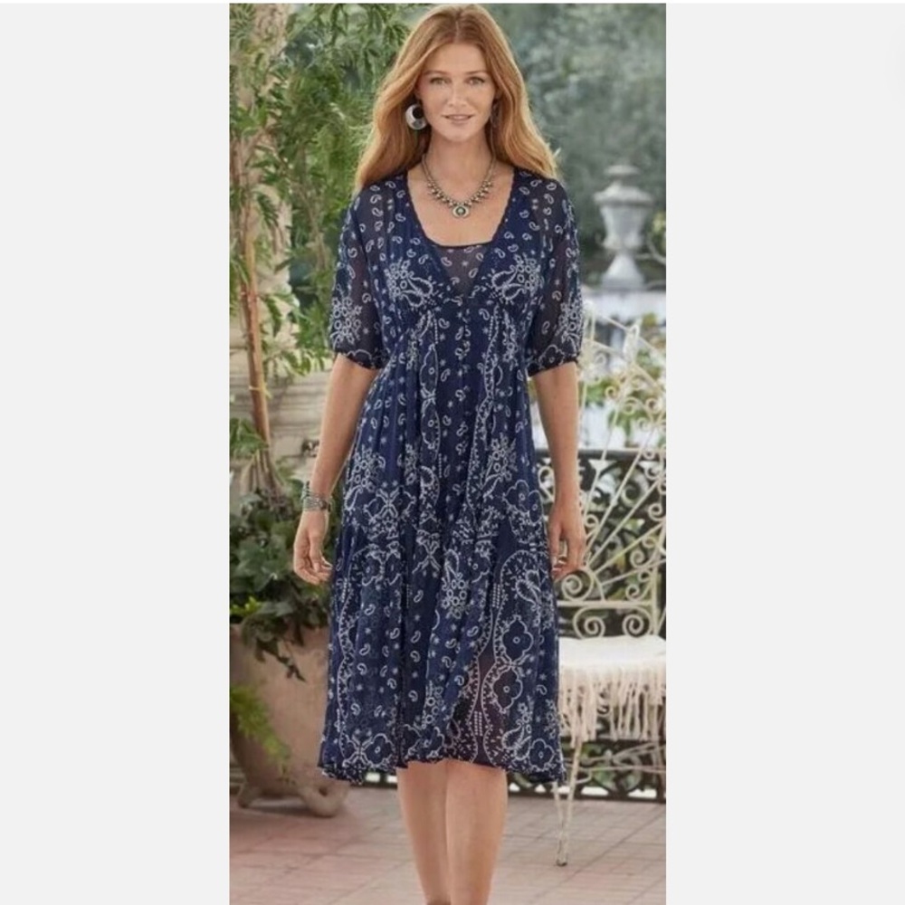 Cute sheer button up the front Sundance Brieia bandanna dress